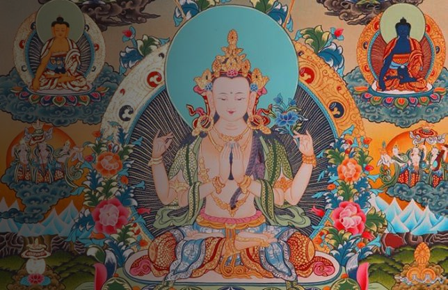 Iconografia buddhista dai colori intensi
